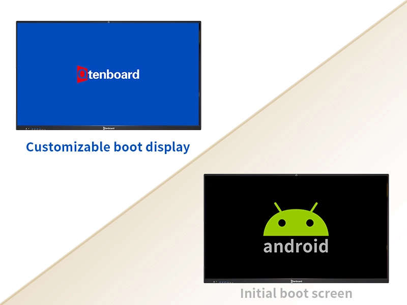 Customizable startup animation logo for interactive whiteboard